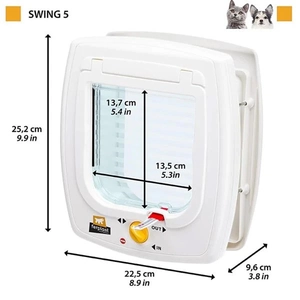 Ferplast Swing 5 Beyaz Kedi Kapısı – 4 Yönlü Kilit Sistemi – Ahşap, Metal, Cam ve Duvarlara Uyumlu  – 13,5×13, cm - 4