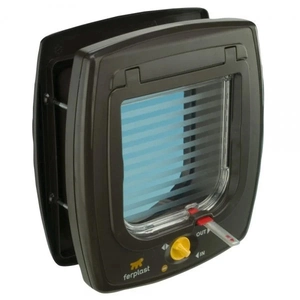 Ferplast Swing 5 Kahverengi Kedi Kapısı – 4 Yönlü Kilit Sistemi – Ahşap, Metal, Cam ve Duvarlara Uyumlu  – 13,5×13, cm - 2