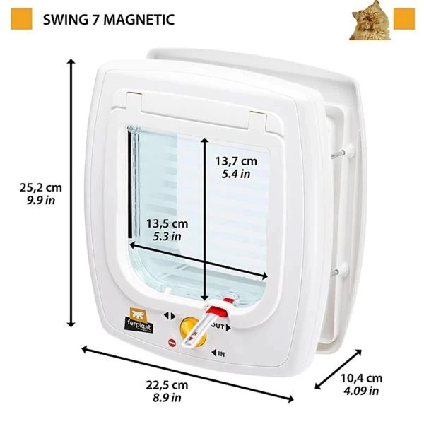 Ferplast Swing 7 Manyetik Sistemli Kedi Kapısı 13,5×13,7 cm Kahverengi - 3