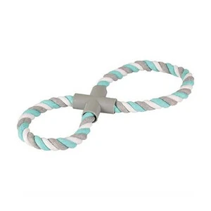 Flamingo 8 Şekilli Kumaş İp Yeşil Beyaz Gri Köpek Oyuncağı