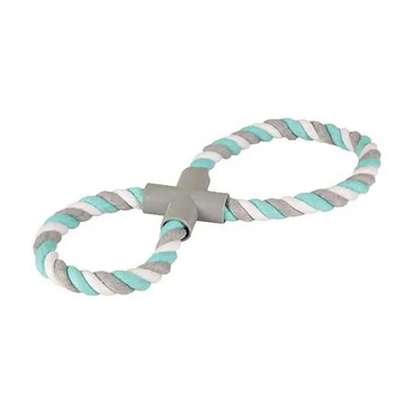 Flamingo 8 Şekilli Kumaş İp Yeşil Beyaz Gri Köpek Oyuncağı - 1