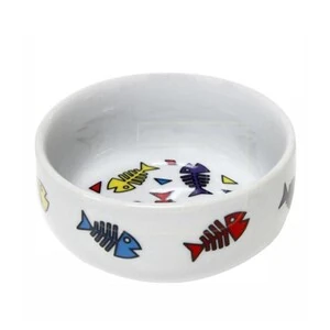 Flamingo Balık Desenli Porselen Kedi Mama Kabı S