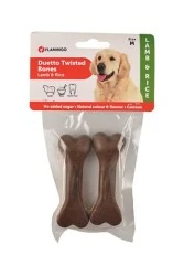 Flamingo Duetto Twist Kuzu ve Pirinçli Köpek Ödülü Kemik 9,5 cm