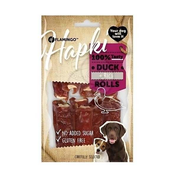 Flamingo Hapki Pirinç Puro Şekilli Ördekli  Köpek Ödül Maması 85GR - 1