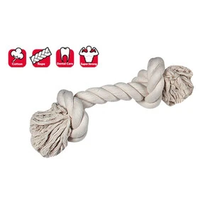 Flamingo İki Düğümlü İp Köpek Oyuncağı M Bej 30 cm