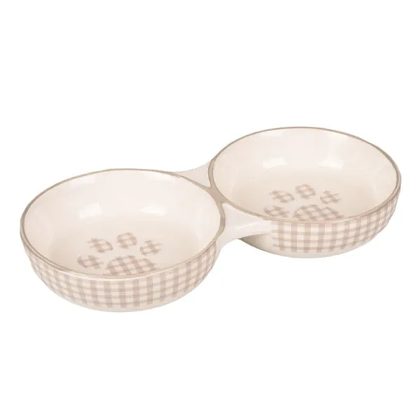 Flamingo Mylo İkili Seramik Kedi Şekilli Mama Kabı 145 ml - 1