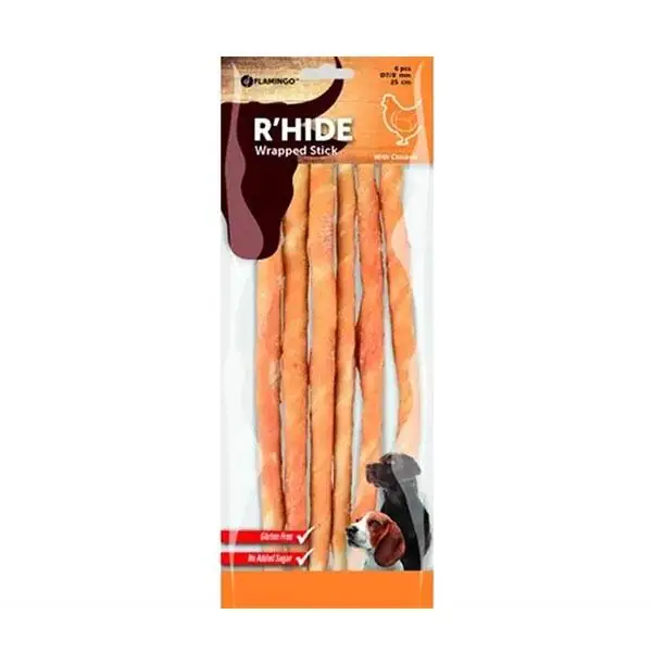 Flamingo Rawhide Tavuk Sargılı Köpek Ödül Çubuğu 25cm 130gr (6'lı) - 1