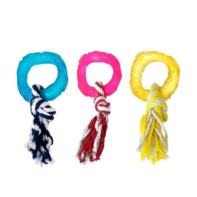 Flamingo Renkli Tırtıklı Halka Köpek Oyuncağı 8 Cm - 1