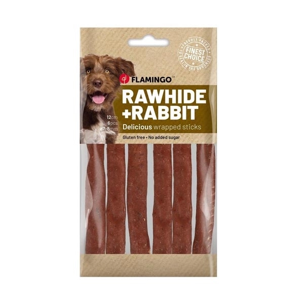 Flamingo R'hide Çubuk Tavşanlı Köpek Ödül Maması 8mm 12 cm 70 GR - 1