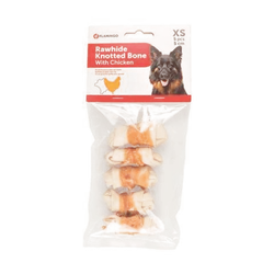 Flamingo Tavuk Sargılı Düğümlü Kemik Köpek Ödülü 5 CM 5 Li