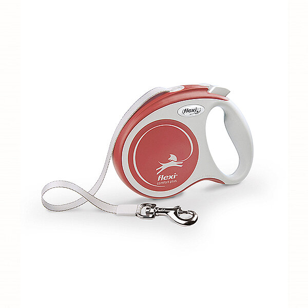 Flexi Comfort Plus Otomatik Şerit Köpek Gezdirme Kayışı 5m (Açık Kırmızı) [S]