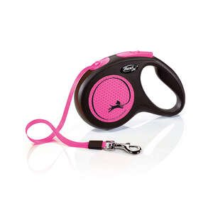 Flexi Neon Otomatik Şerit Köpek Tasması 25 KG - 5M Medium Pembe