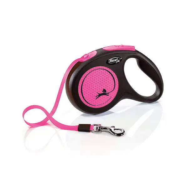 Flexi Neon Otomatik Şerit Köpek Tasması 25 KG - 5M Medium Pembe - 1