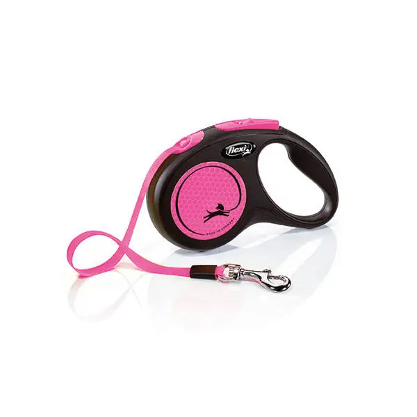 Flexi Neon Otomatik Şerit Köpek Tasması 15 KG - 5M Small Pembe - 1