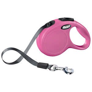 Flexi New Classic Otomatik Şerit Köpek Tasması 25 KG - 5M Medium Pembe