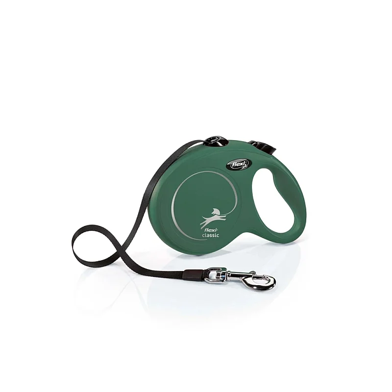 Flexi New Classic Otomatik Şerit Köpek Gezdirme Kayışı 5m (Yeşil) [S]