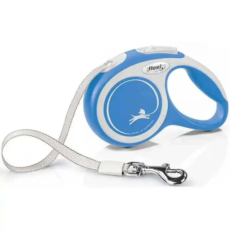 Flexi New Comfort Beyaz Şerit Kedi ve Köpek Gezdirme Tasması L-5M- Mavi - 1