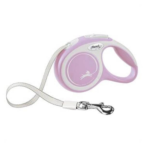 Flexi New Comfort Beyaz Şerit Kedi ve Köpek Gezdirme Tasması M - 5M- Pembe - 1