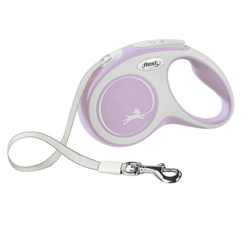 Flexi New Comfort Beyaz Şerit Kedi ve Köpek Gezdirme Tasması S - 5M - Pembe - 1