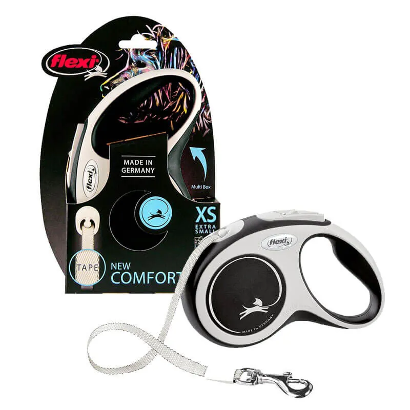 Flexi New Comfort Beyaz Şerit Kedi ve Köpek Gezdirme Tasması XS - 3M- Siyah - 1