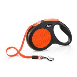 Flexi Neon Otomatik Şerit Köpek Tasması 25 KG - 5M Medium Turuncu