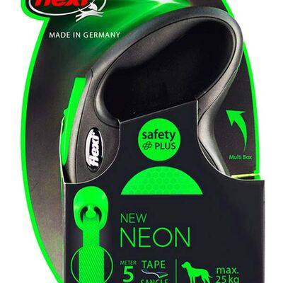 Flexi Neon Otomatik Şerit Köpek Tasması 25 KG - 5M Medium Yeşil - 2