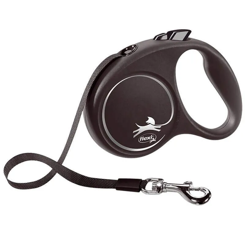 Flexi Design Otomatik Şerit Köpek Tasması 25 KG - 5M Medium Siyah - 1