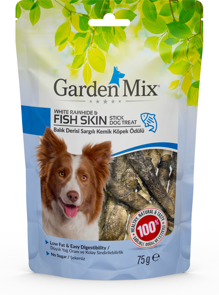 Garden Mix Balık Derisi Sargılı Kemik Köpek Ödülü 75 Gr - 1