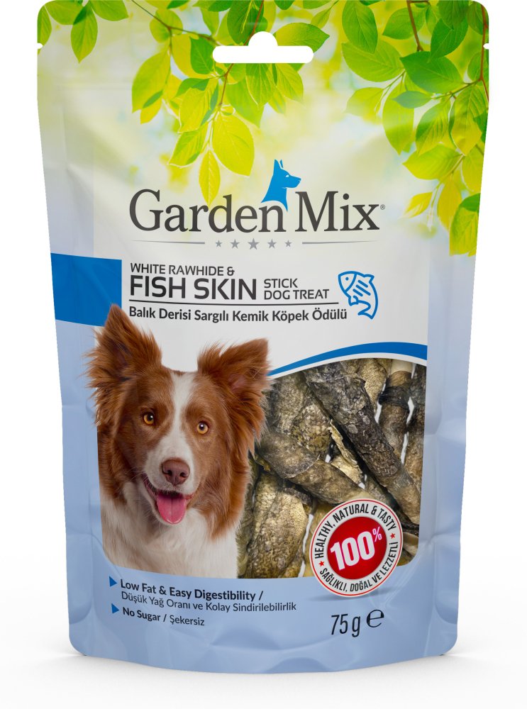Garden Mix Balık Derisi Sargılı Kemik Köpek Ödülü 75 Gr - 1