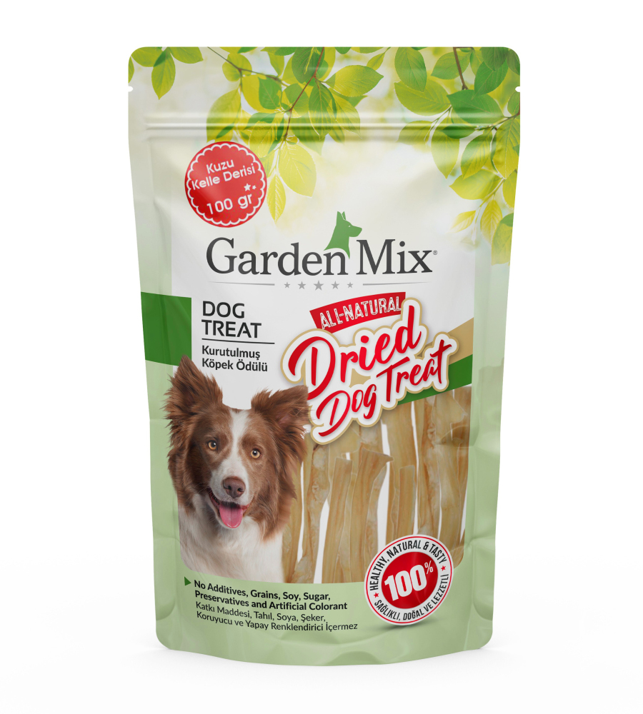 Gardenmix Kurutulmuş Kuzu Kelle Derisi Köpek Ödül Maması 100 g - 1