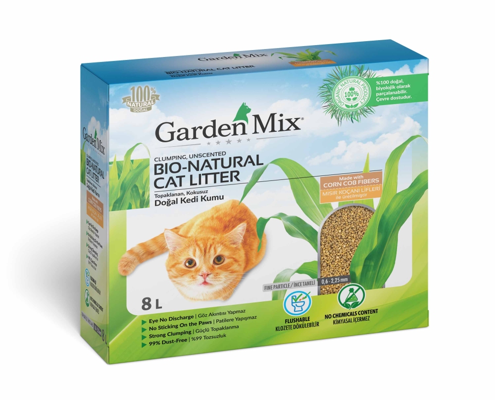 Gardenmix Mısır Lifli Topaklanan Kedi Kumu 8 L - 1