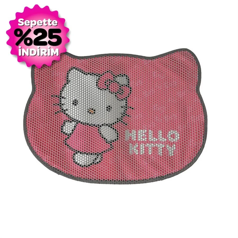 Hello Kitty Çift Katmanlı Kedi Şekilli Kedi Kumu Paspası Pembe - 2