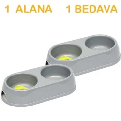 Georplast Çift Bölmeli Plastik Mama Kabı 33*17*7,5 Cm ( 1 Alana 1 Bedava )