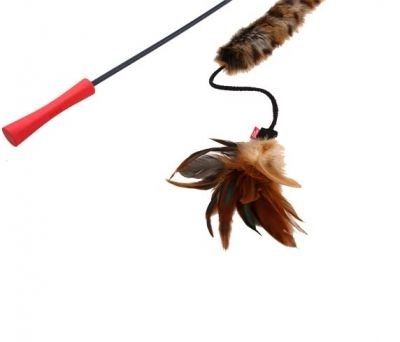 Gigwi  Feather Kahve Rengi Tüylü Kuyruklu Kedi Oltası 60 Cm - 4
