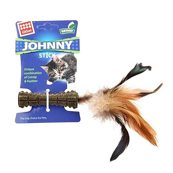 Gigwi Johnny Stick Catnipli Doğal Tüylü Kedi Oyuncağı 22 cm (Kahverengi)