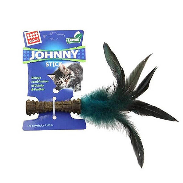 Gigwi Johnny Stick Catnipli Doğal Tüylü Kedi Oyuncağı 22 cm (Mavi)