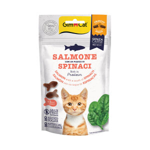 GimCat Crunchy Somon ve Ispanak Tahılsız Kedi Ödül Maması 50 g
