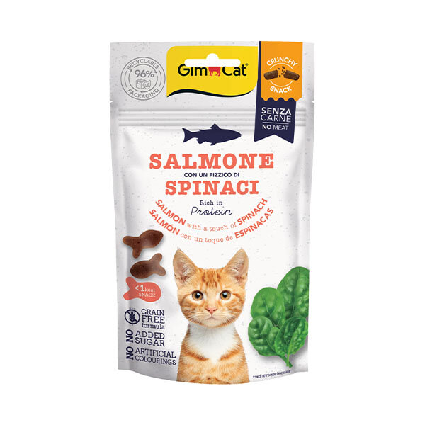 GimCat Crunchy Somon ve Ispanak Tahılsız Kedi Ödül Maması 50 g - 1