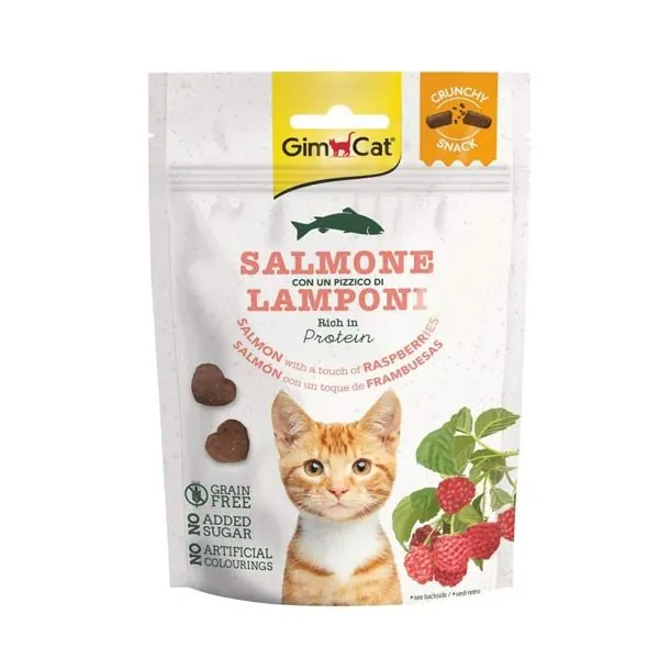 Gimcat Crunchy Snacks Somon ve Ahududulu Tahılsız Kedi Ödülü 50 gr - 1