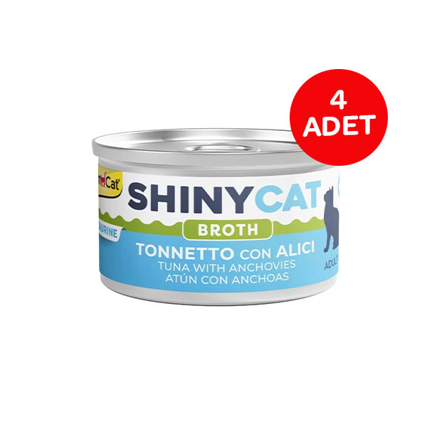 Gimcat Kedi Yaş Maması Shinycat Broth (Sos içinde) Ançüezli Ton Balığı 70 gr x 4 Adet - 1