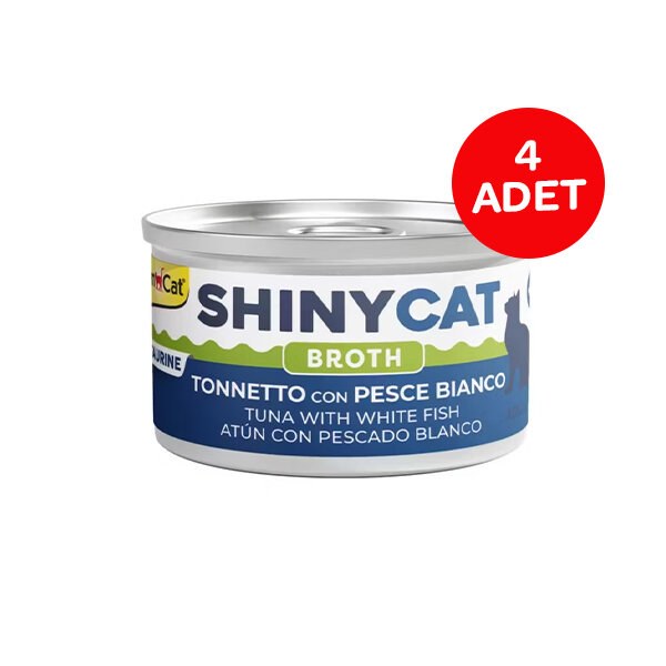 Gimcat Kedi Yaş Maması Shinycat Broth (Sos içinde) Beyaz Balıklı Ton Balığı 70 gr x 4 Adet - 1
