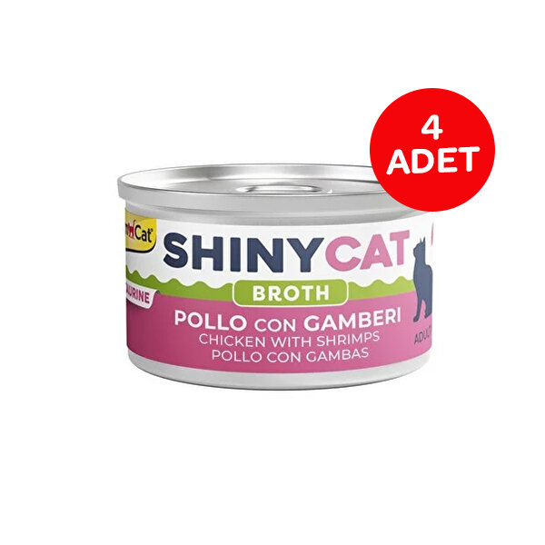 Gimcat Kedi Yaş Maması Shinycat Broth (Sos içinde) Karidesli Tavuk 70 gr x 4 Adet - 1