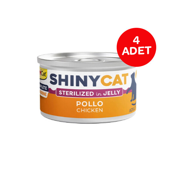 Gimcat Kedi Yaş Maması Shinycat Jelly (Jöle içinde) Tavuk Kısırlaştırılmış kediler için 70 gr x 4 Adet - 1