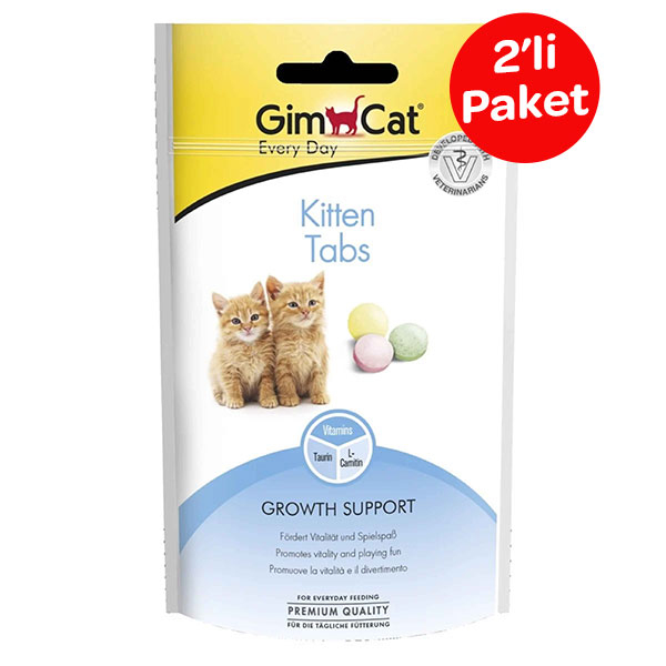 GimCat Kitten Tabs Yavru Kediler için Taurinli Multivitamin Kedi Ödülü 40gr x 2 - 1