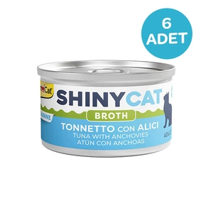 Gimcat Konserve Kedi Maması Shinycat Broth (Sos içinde) Ançüezli Ton Balığı 70 Gr x 6 Adet