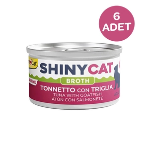 Gimcat Konserve Kedi Maması Shinycat Broth (Sos içinde) Barbun Balıklı Ton Balığı 70 Gr x 6 Adet