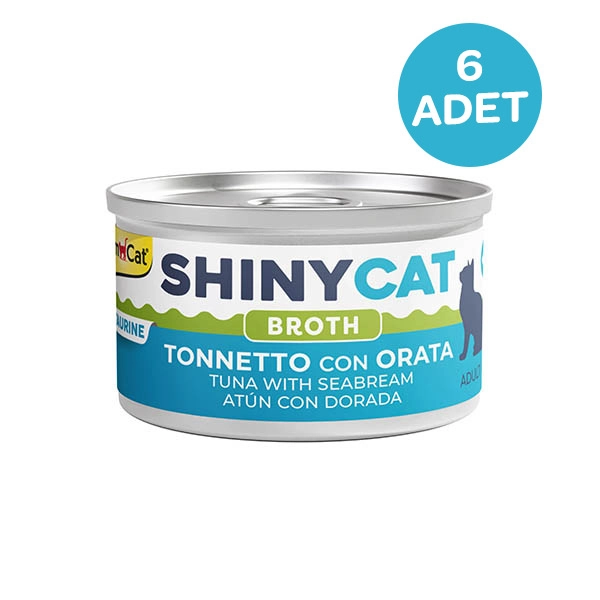 Gimcat Konserve Kedi Maması Shinycat Broth (Sos içinde) Çipuralı Ton Balığı 70 Gr x 6 Adet - 1