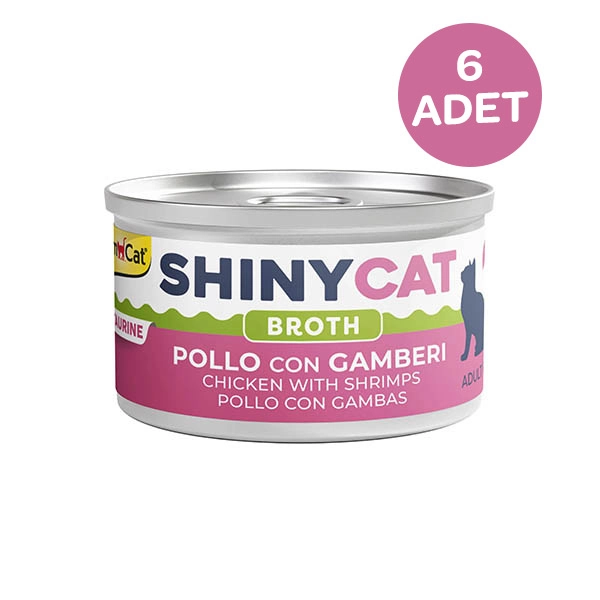 Gimcat Konserve Kedi Maması Shinycat Broth (Sos içinde) Karidesli Tavuk 70 Gr x 6 Adet - 1