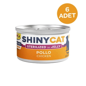 Gimcat Konserve Kedi Maması Shinycat Jelly (Jöle içinde) Tavuk Kısırlaştırılmış kediler için 70 Gr x 6 Adet