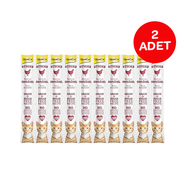 GimCat Sticks Kümes Hayvanlı Kedi Ödül Çubuğu 50 g (10'lu) x 2 - 1